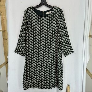 Flash Women 1/2 Sleeve Knee Length Dress Print Womens Medium Green